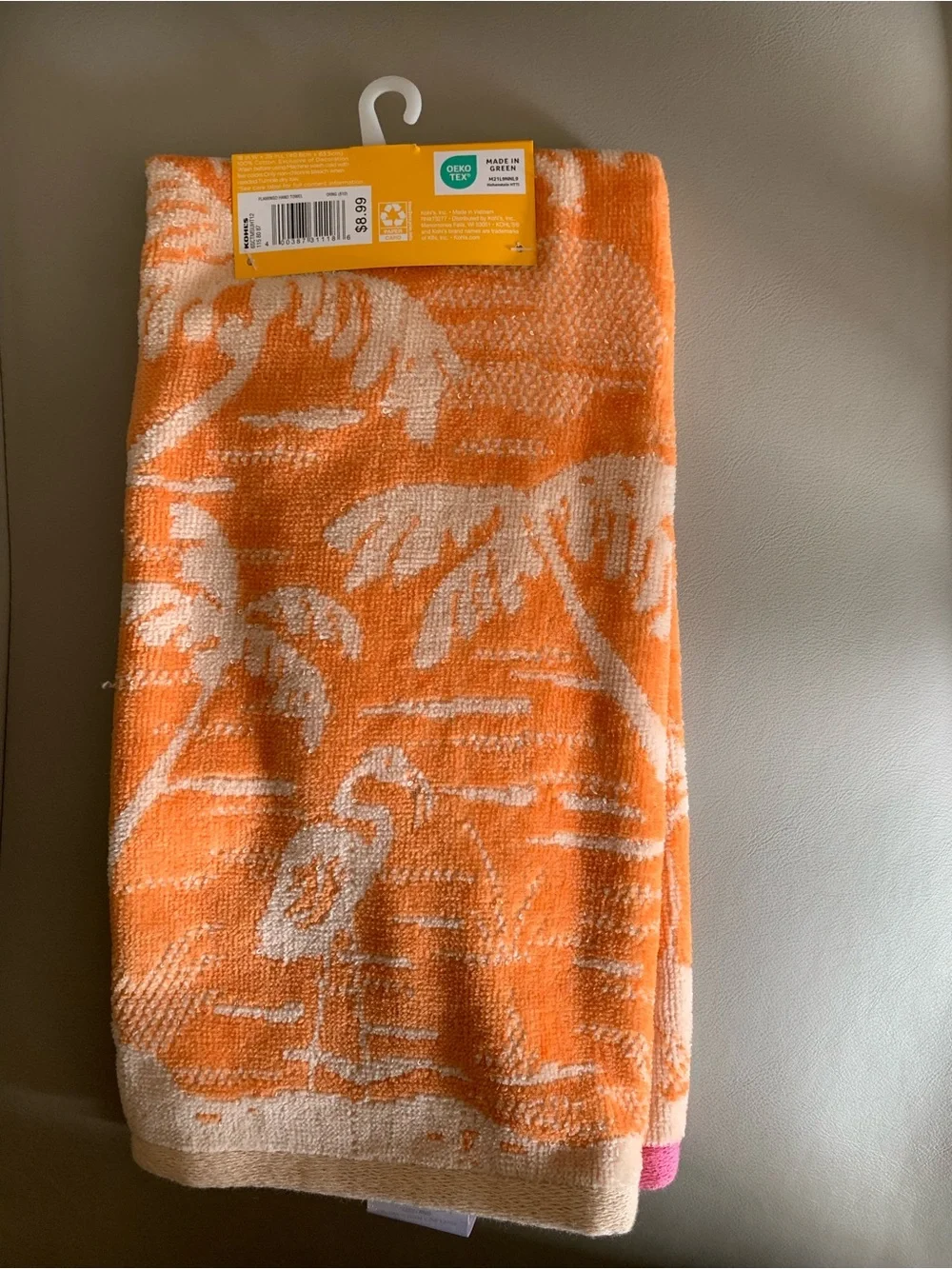 Celebrate Together Orange Flamingo Hand Towel